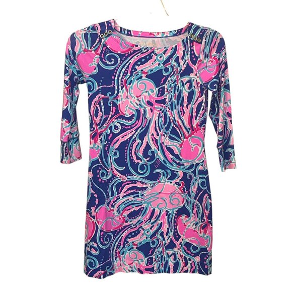Lilly Pulitzer Sophie Dress Jellies Be Jammin' XS Preppy Vacation 3/4 Sleeve UPF - Picture 2 of 8